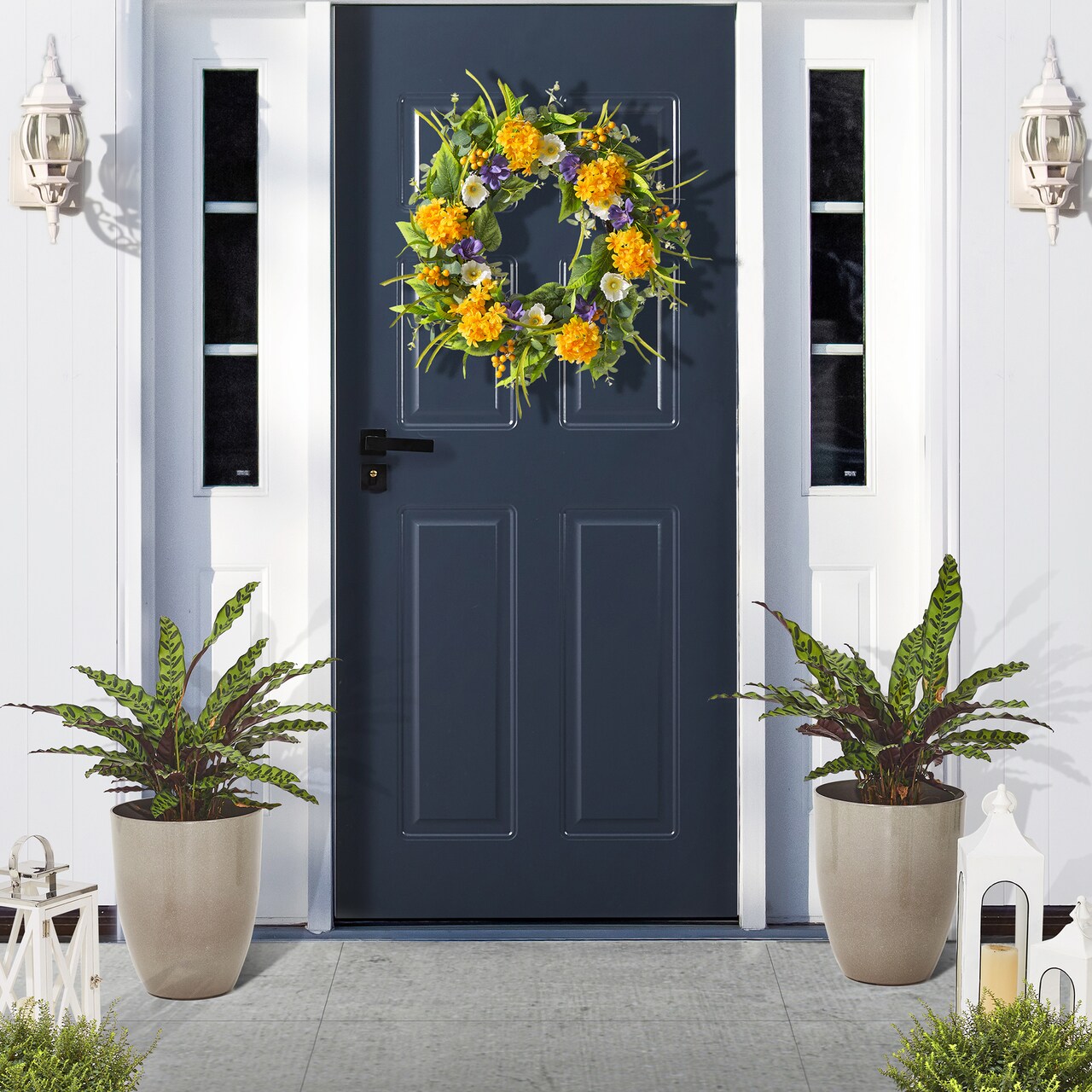 16.75"H Set of 4 Gradient Eco-Friendly PE and Stone Faux Ceramic Tall Planter